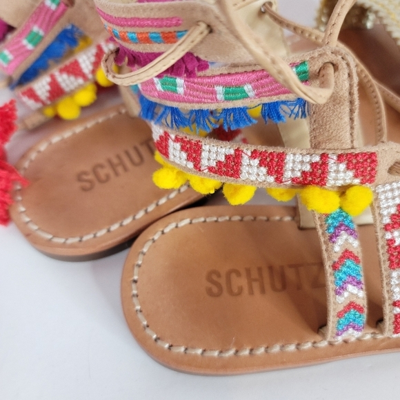Schutz Lannister Embroidered Lace-up Sandals - Picture 10 of 12